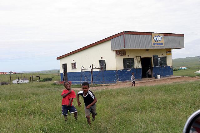 Boys by store in the Transkei