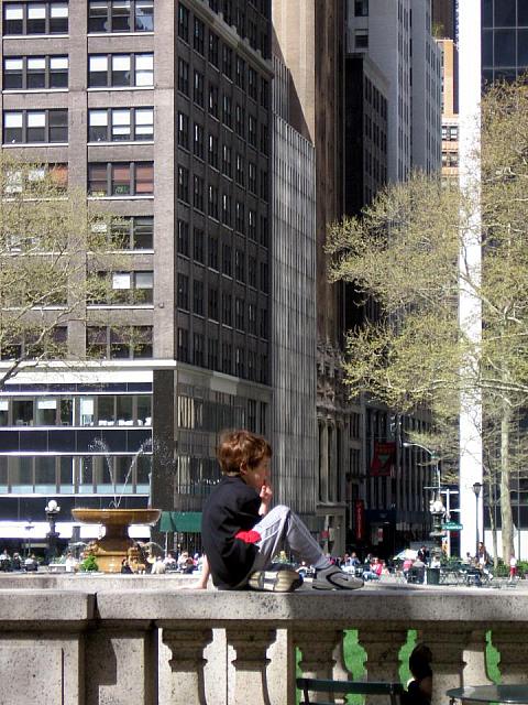 Boy enjoying the nice weather at Bryant park, New York